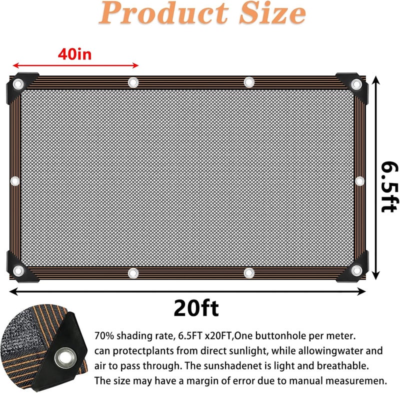 QLOFEI Shade Cloth - for Plants Greenhouse, 70% Sunblock Shade Sails -for Outdoor Garden Pergola Patio Lawn Sun Shade Cloths for Kennel Chicken Coop Easier to Hang Plant Shade Net Cover - Image 2